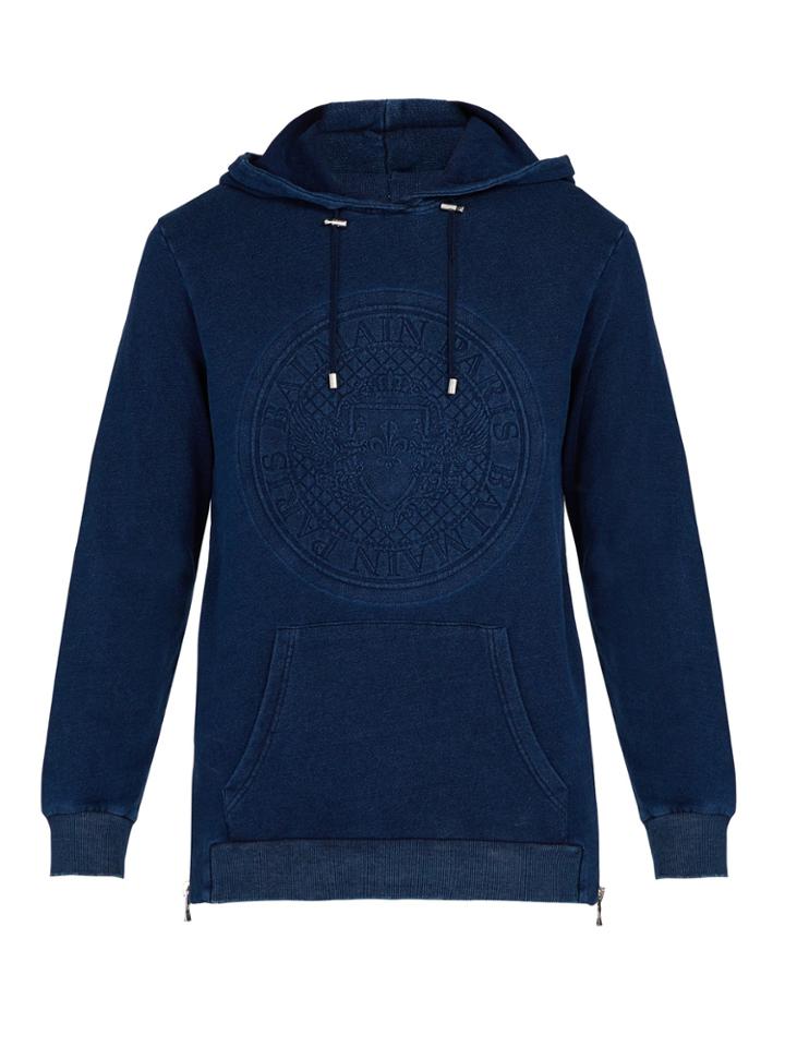 Balmain Logo-embossed Cotton Hooded Sweatshirt