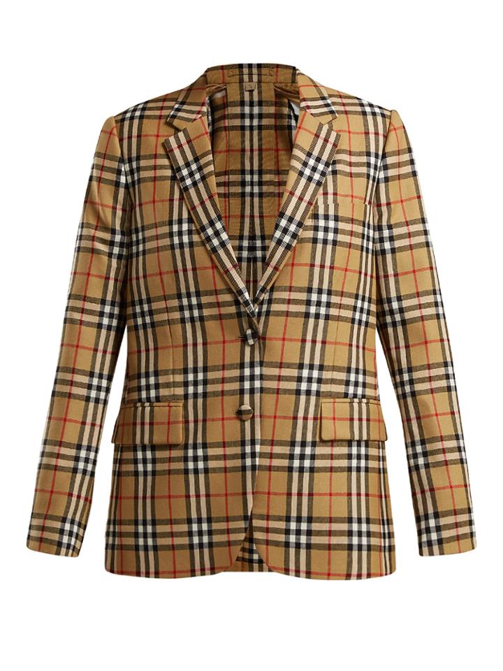 Burberry Snowdon Single-breasted Checked Wool Blazer