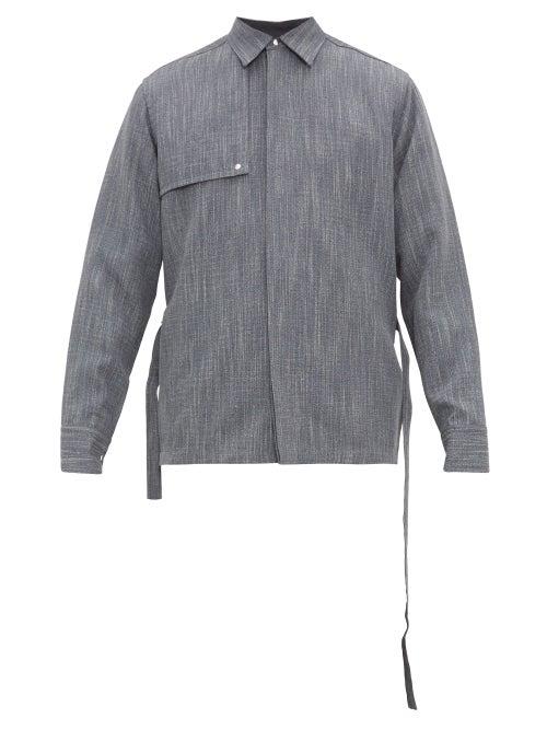 Matchesfashion.com Jil Sander - Belted Linen Blend Shirt - Mens - Navy