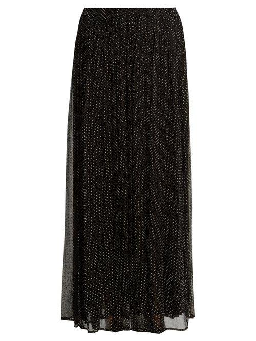 Matchesfashion.com Mes Demoiselles - Textured Polka Dot Print Georgette Skirt - Womens - Black