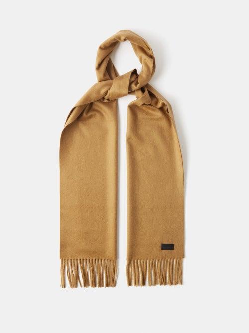 Saint Laurent - Fringed Cashmere Scarf - Womens - Brown