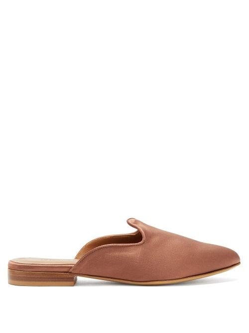 Matchesfashion.com Le Monde Beryl - Venetian Backless Satin Slipper Shoes - Womens - Dark Beige