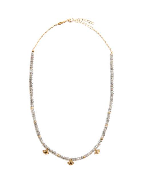 Matchesfashion.com Jacquie Aiche - Diamond, Labradorite & Yellow Gold Necklace - Womens - Grey