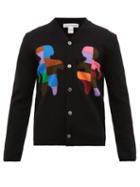 Matchesfashion.com Comme Des Garons Shirt - Figure Intarsia Wool Blend Cardigan - Mens - Black