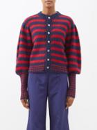 Shrimps - Sierra Striped Alpaca-blend Cardigan - Womens - Navy Red