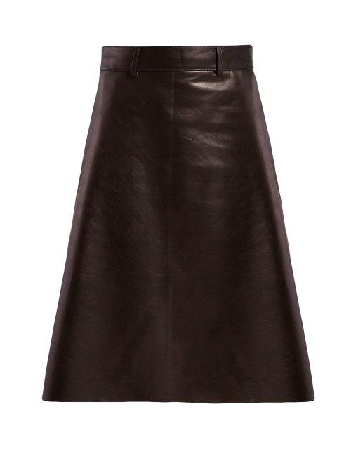 Matchesfashion.com Bottega Veneta - A Line Leather Skirt - Womens - Black