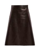 Matchesfashion.com Bottega Veneta - A Line Leather Skirt - Womens - Black