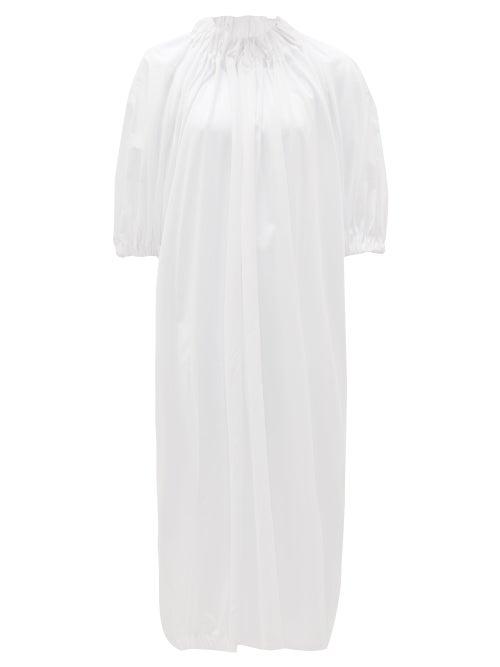 Matchesfashion.com Comme Des Garons Comme Des Garons - Gathered-neck Cotton Dress - Womens - White