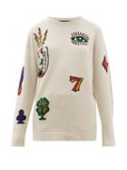 Matchesfashion.com The Elder Statesman - Rambler Symbol Jacquard Cashmere Sweater - Womens - Grey
