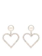Matchesfashion.com Alessandra Rich - Crystal Embellished Heart Charm Earrings - Womens - Crystal
