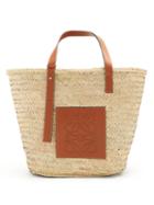 Loewe Leather-trimmed Large Raffia Basket Bag