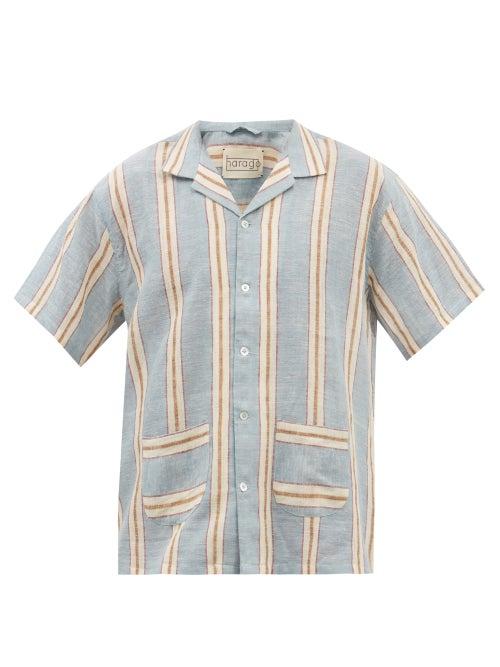 Harago - Striped Cotton-chambray Shirt - Mens - Blue Multi