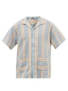Harago - Striped Cotton-chambray Shirt - Mens - Blue Multi
