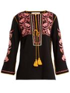 Matchesfashion.com Figue - Zoe Embroidered Cotton Shirt - Womens - Black Multi