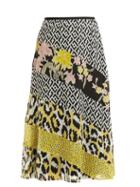 Matchesfashion.com Diane Von Furstenberg - Darcie Printed Panel Silk Midi Skirt - Womens - Ivory Multi
