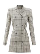 Matchesfashion.com Marine Serre - Prince Of Wales-check Upcycled-wool Blazer Dress - Womens - Black White
