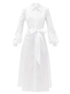 Matchesfashion.com Racil - Mamounia Cotton-blend Poplin Tuxedo Shirt Dress - Womens - White