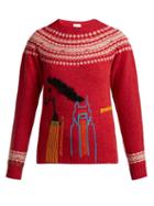 Matchesfashion.com Kilometre Paris - Printer's Alley Embroidered Wool Sweater - Womens - Red Multi