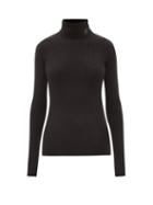 Saint Laurent - Ysl-logo Ribbed Wool-blend Roll-neck Sweater - Womens - Black