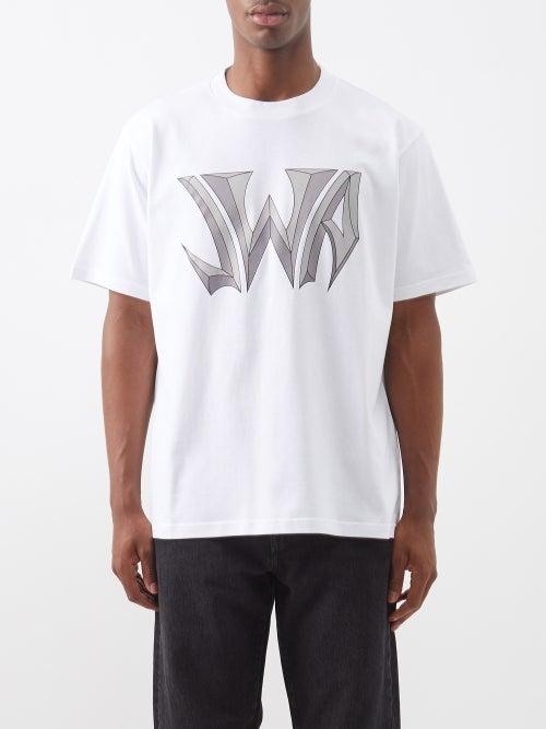Jw Anderson - Gothic-logo Oversized Cotton-jersey T-shirt - Mens - White