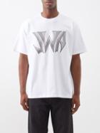 Jw Anderson - Gothic-logo Oversized Cotton-jersey T-shirt - Mens - White