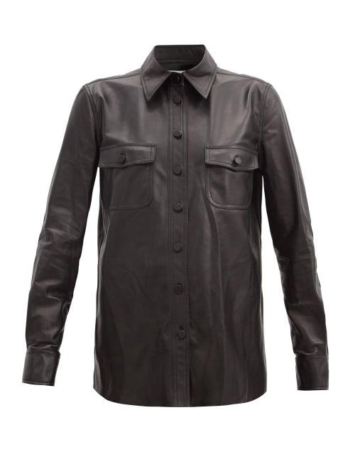 Matchesfashion.com Gabriela Hearst - John Austin Leather Shirt - Womens - Black