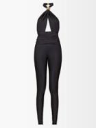 Saint Laurent - Halterneck Cutout Jersey Jumpsuit - Womens - Black