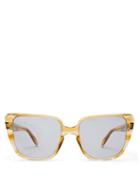 Matchesfashion.com Celine Eyewear - Square Cat Eye Acetate Sunglasses - Womens - Yellow Multi