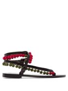 Álvaro Androna Pompom-embellished Leather Sandals