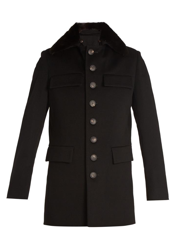 Wales Bonner Archer Mink-collar Wool-felt Coat