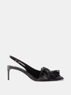 Dolce & Gabbana - Ruffled 75 Patent-leather Slingback Pumps - Womens - Black