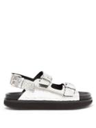 Matchesfashion.com Isabel Marant - Ophie Buckled Snake-effect Leather Sandals - Womens - Silver