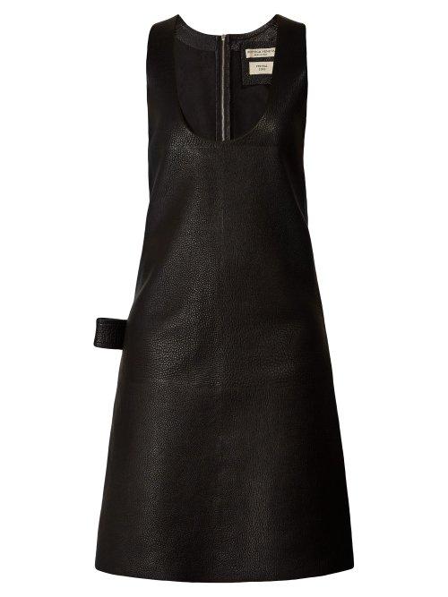 Matchesfashion.com Bottega Veneta - Patch Pocket Leather Midi Dress - Womens - Black