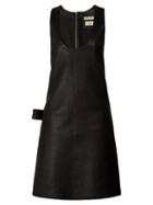 Matchesfashion.com Bottega Veneta - Patch Pocket Leather Midi Dress - Womens - Black