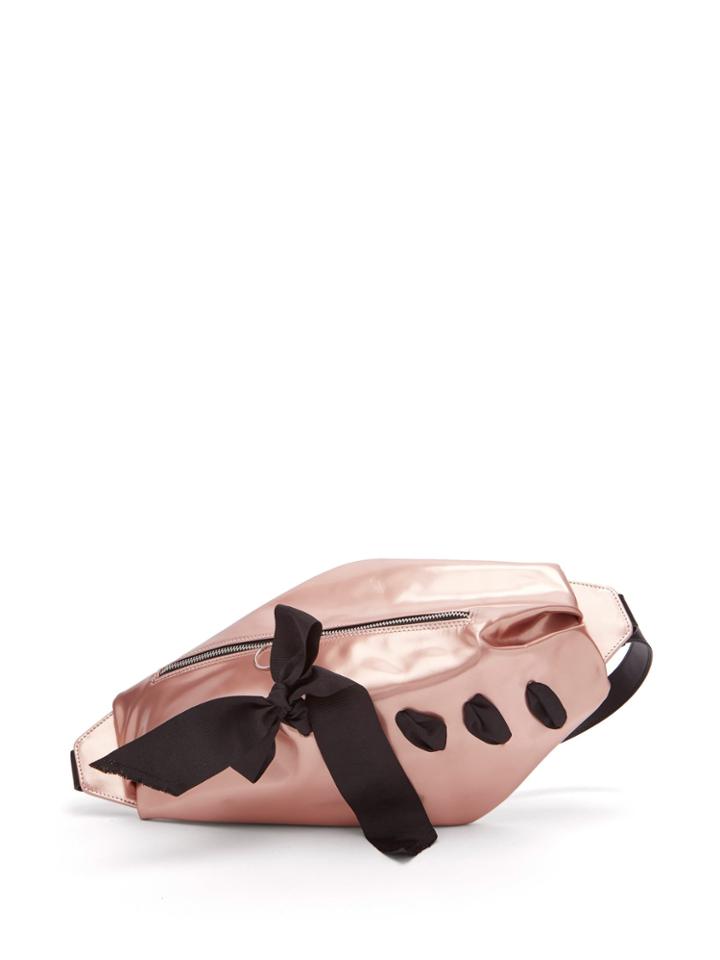 Marques'almeida Bow-detailed Metallic Leather Belt Bag