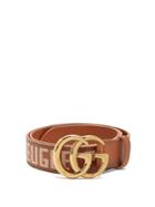 Gucci Gg Embroidered Leather Belt