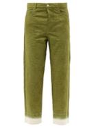 Nick Fouquet - Ugoberto Floral-jacquard Cotton Trousers - Mens - Dark Green