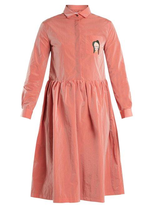 Matchesfashion.com Shrimps - Gerald Face Appliqu Taffeta Dress - Womens - Pink