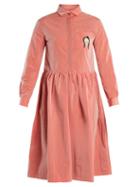 Matchesfashion.com Shrimps - Gerald Face Appliqu Taffeta Dress - Womens - Pink