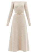Matchesfashion.com Gabriela Hearst - Gertrude Off-the-shoulder Cashmere-blend Dress - Womens - Light Beige