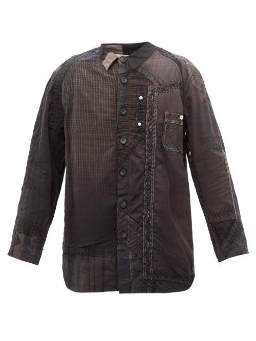 By Walid - Miles Patchworked-cotton Shirt - Mens - Green