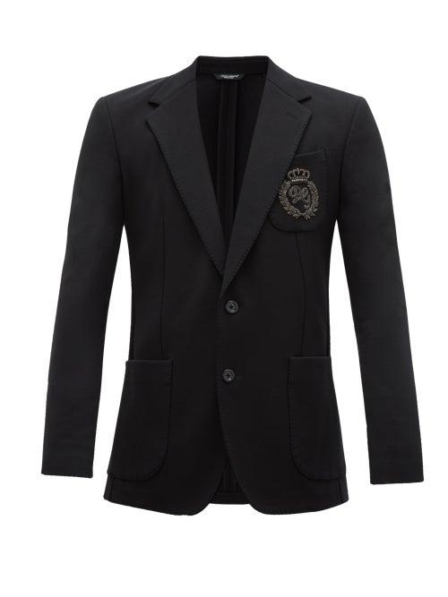 Matchesfashion.com Dolce & Gabbana - Logo-embroidered Cotton-blend Blazer - Mens - Black