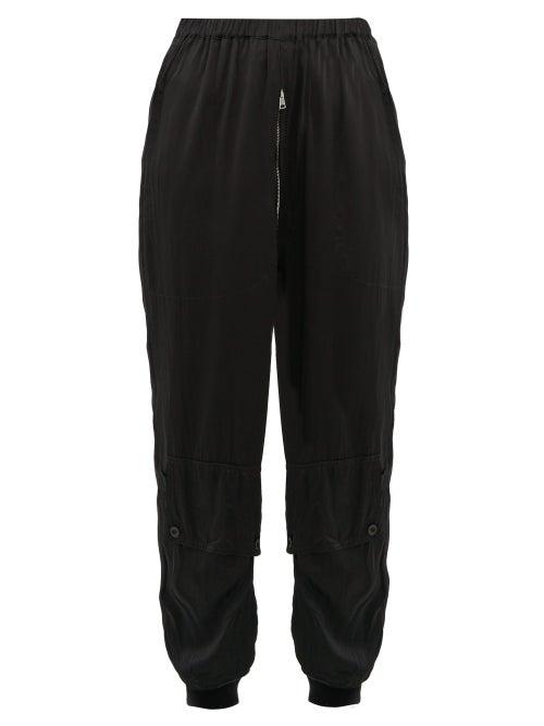 Matchesfashion.com Katharine Hamnett London - Zipped Silk Satin Track Pants - Womens - Black
