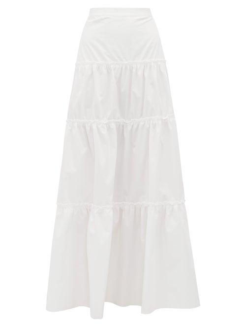 Matchesfashion.com Sir - Blair Tiered Cotton Poplin Maxi Skirt - Womens - White