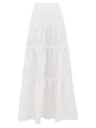 Matchesfashion.com Sir - Blair Tiered Cotton Poplin Maxi Skirt - Womens - White