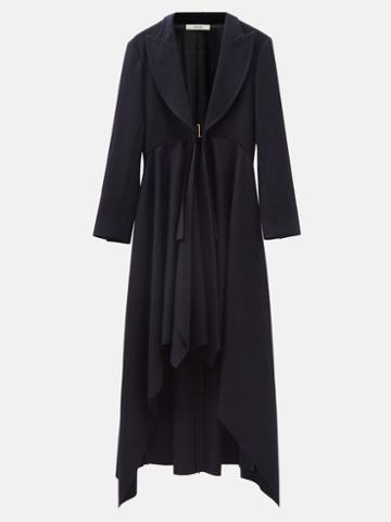 Reluxe - Cline Waterfall-hem Wool Coat - Womens - Dark Navy