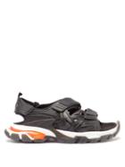 Matchesfashion.com Balenciaga - Track Velcro-strap Faux-leather And Rubber Sandals - Mens - Black Red