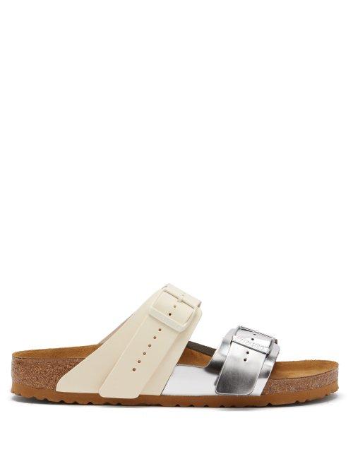 Matchesfashion.com Rick Owens - X Birkenstock Arizona Leather Sandals - Mens - Beige Silver