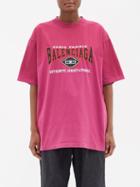 Balenciaga - Logo-embroidered Cotton-jersey T-shirt - Womens - Purple