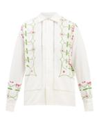 Bode - Floral-embroidered Cotton Shirt - Womens - White Multi